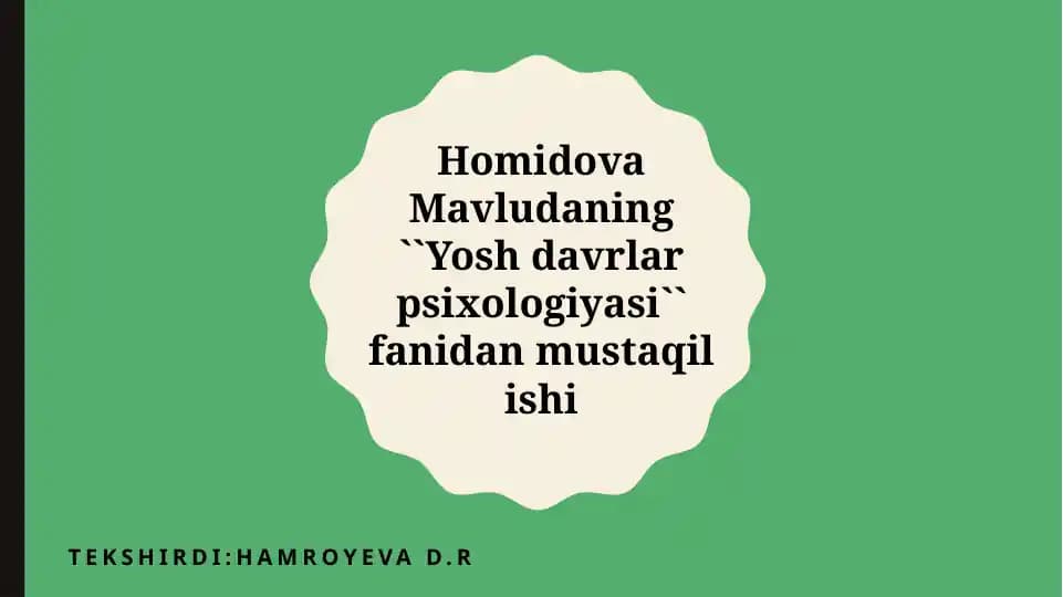 Yosh davrlar psixologiyasi