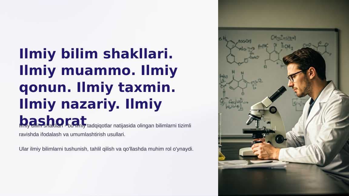 Ilmiy bilim shakllari. Ilmiy muammo. Ilmiy qonun. Ilmiy taxmin. Ilmiy nazariy. Ilmiy bashorat_2