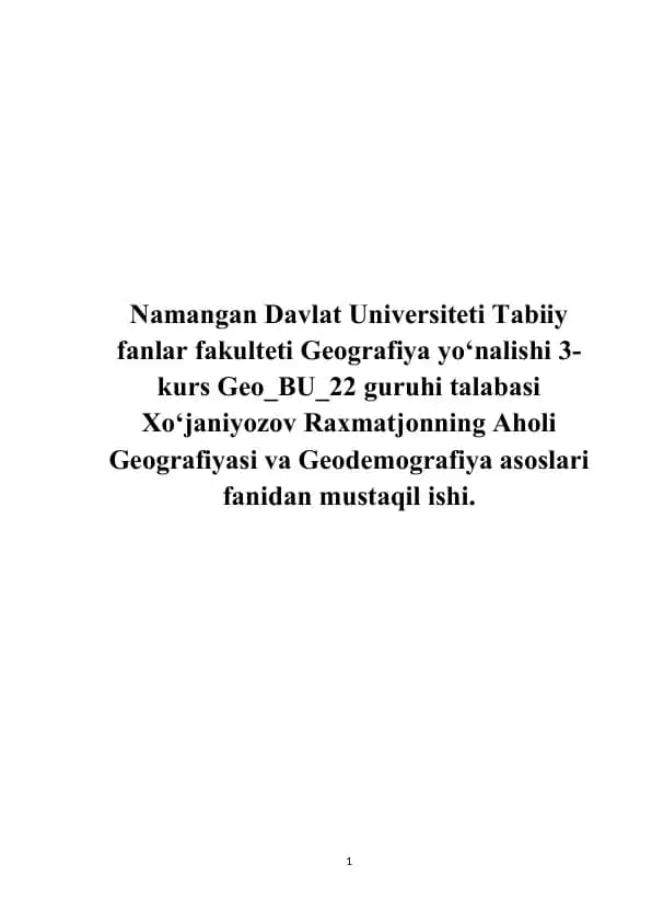 Geodemografik vaziyatning mintaqaviy tiplari