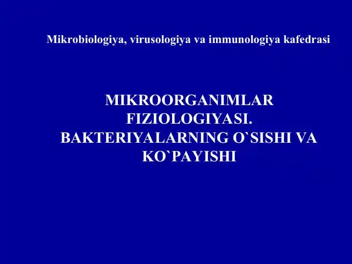 Bakteriyalar fiziologiyasi