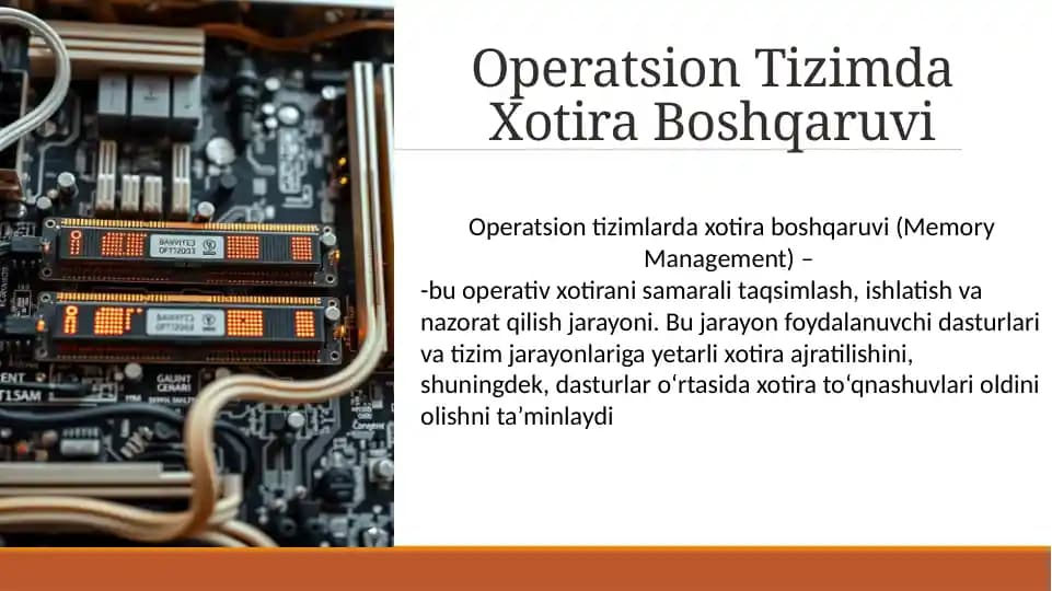 Operatsion Tizimda Xotira Boshqaruvi