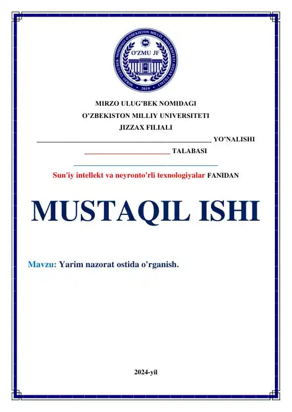 Yarim nazorat ostida o'rganish