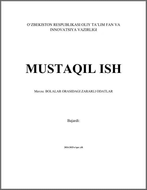 Bolalar orasidagi zararli odatlar