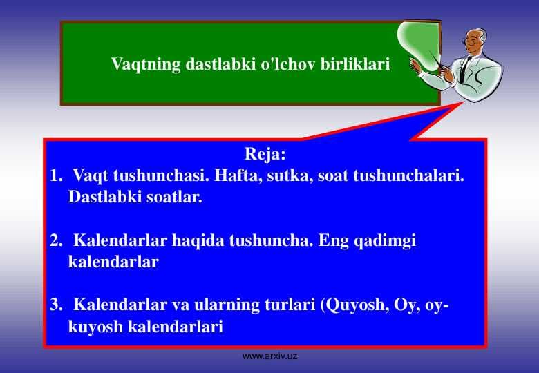 Vaqtning dastlabki o'lchov birliklari 24