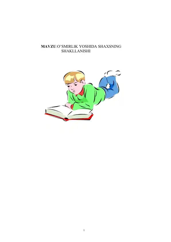O’SMIRLIK YOSHIDA SHAXSNING SHAKLLANISHI