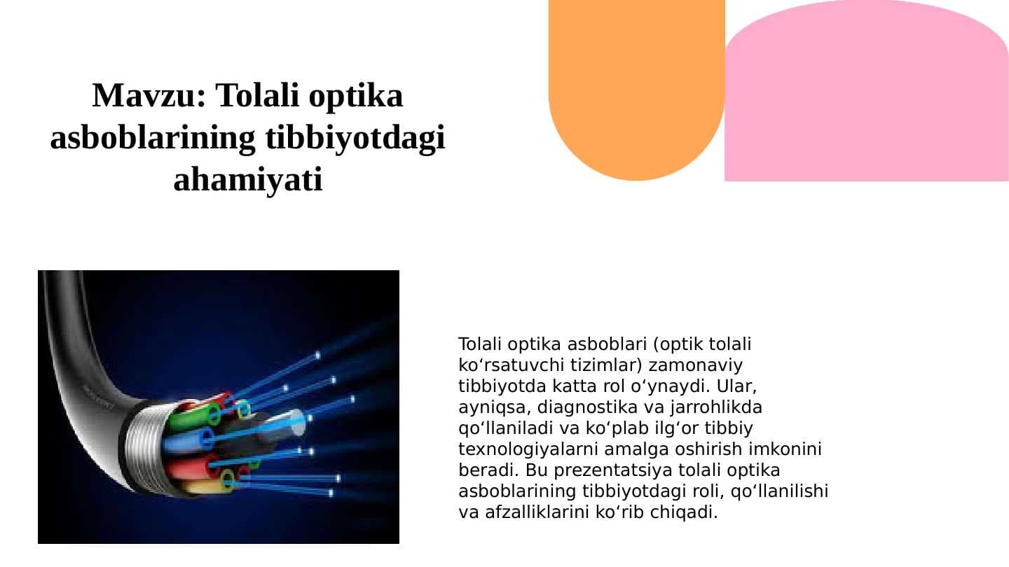 Tolali optika asboblarining tibbiyotdagi ahamiyati