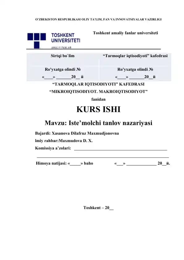 Iste’molchi tanlov nazariyasi