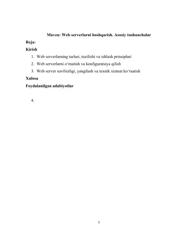 Web Serverlarni boshqarish