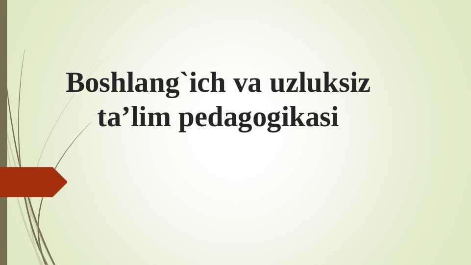 Boshlang`ich va uzluksiz ta’lim pedagogikasi