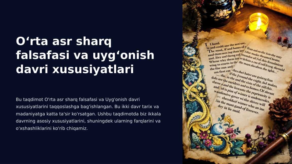 Oʻrta asr sharq falsafasi va uygʻonish davri xususiyatlari