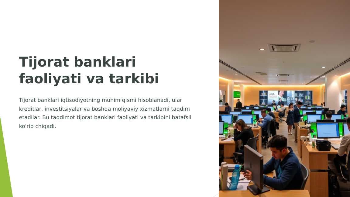 Tijorat banklari faoliyati va tarkibi