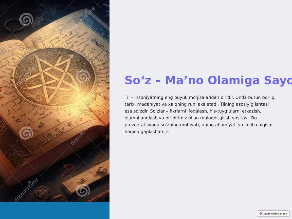 So‘z – Ma’no Olamiga Sayohat