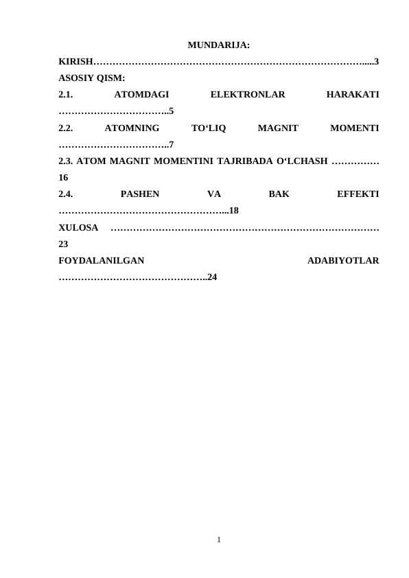 ATOMLARNING MAGNIT XUSUSIYATLARI