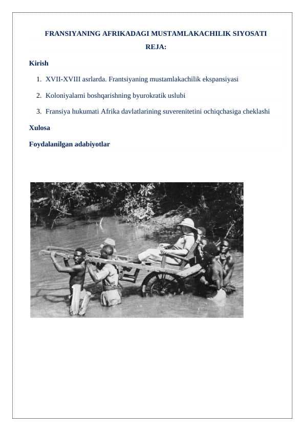 FRANSIYANING AFRIKADAGI MUSTAMLAKACHILIK SIYOSATI 24