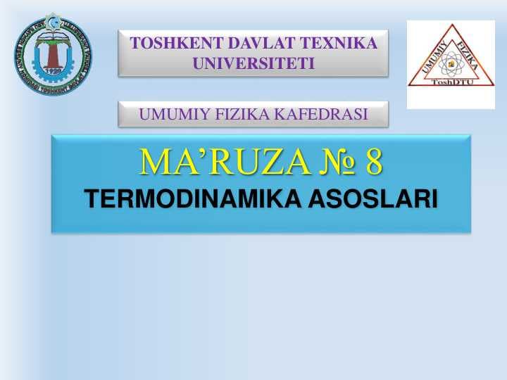 TERMODINAMIKA ASOSLARI