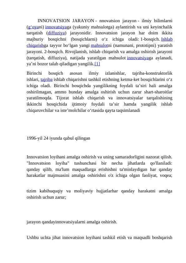 INNOVATSION JARAYON