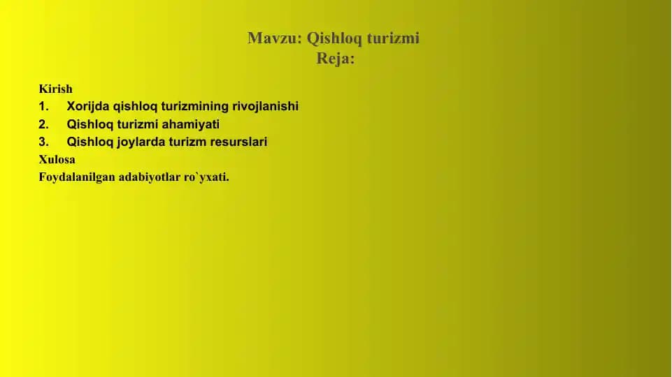 Qishloq turizmi