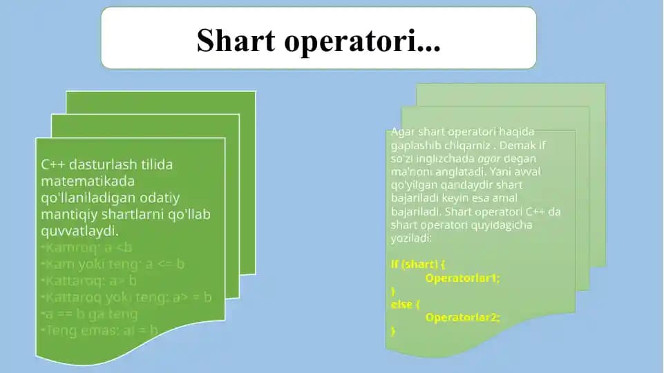 C++ dasturlash da if operatori