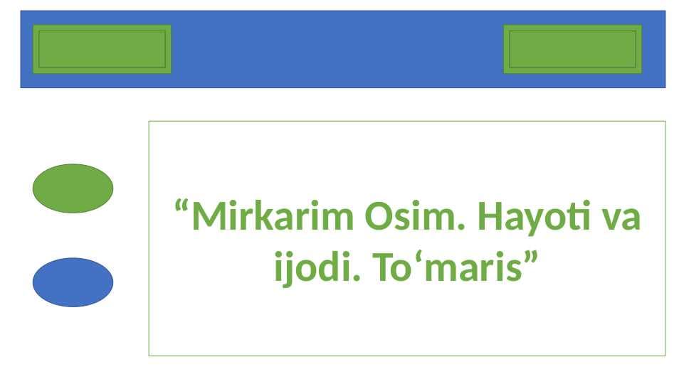 “Mirkarim Osim. Hayoti va ijodi. To‘maris”