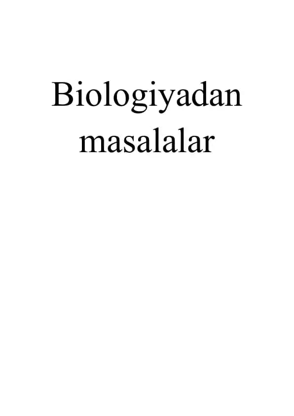 Biologiyadan masalalar