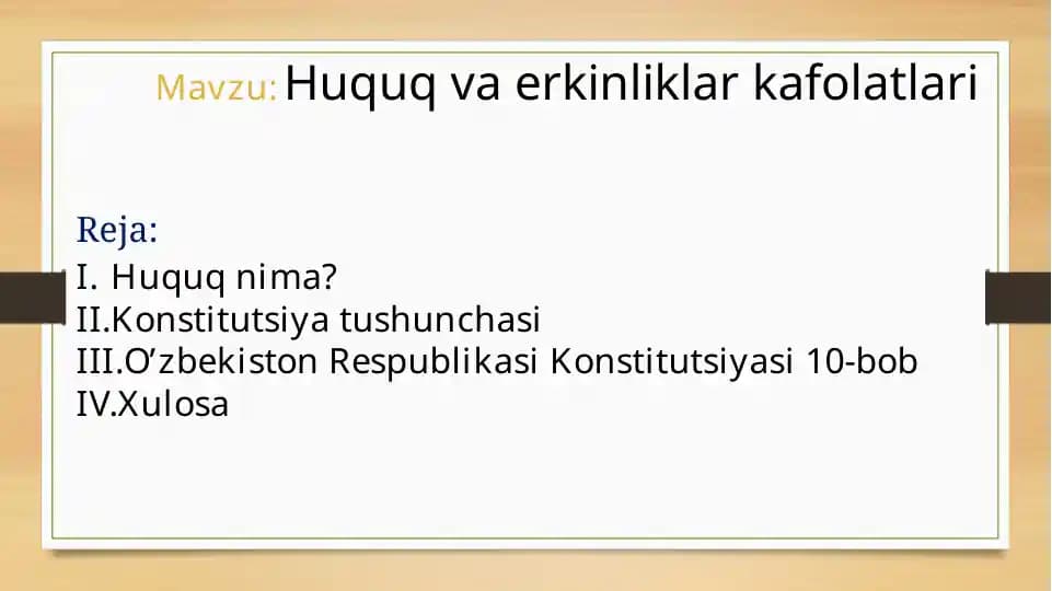 Huquq va erkinkliklar kafolatlari