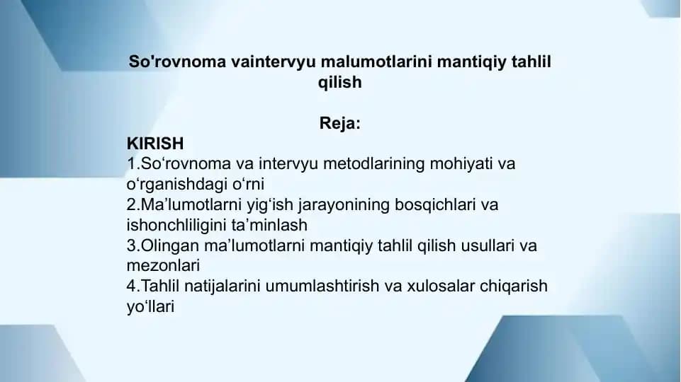 Ma’lumotlarni mantiqiy tahlil qilish