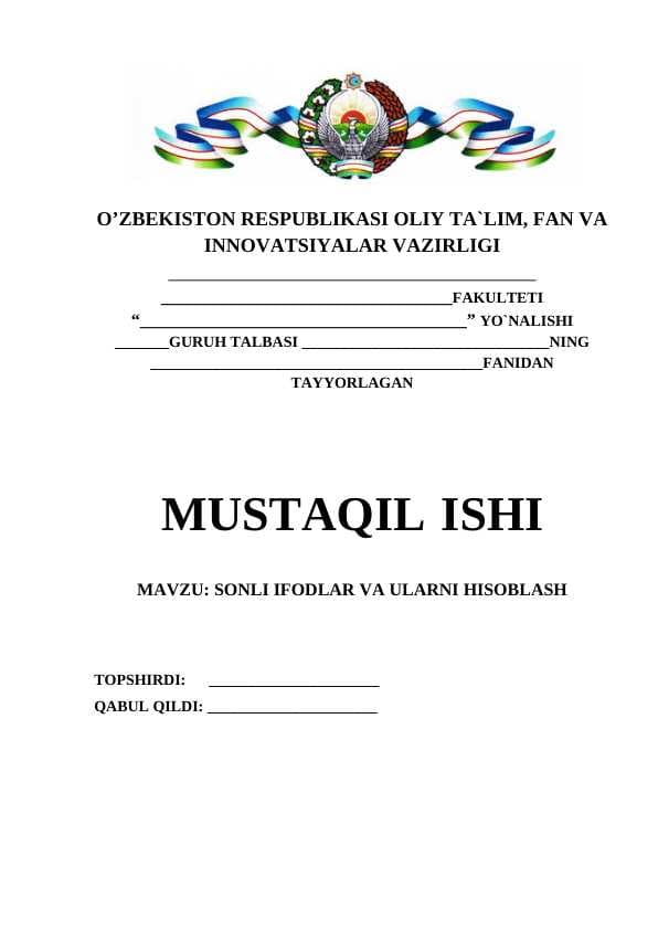 SONLI IFODLAR VA ULARNI HISOBLASH