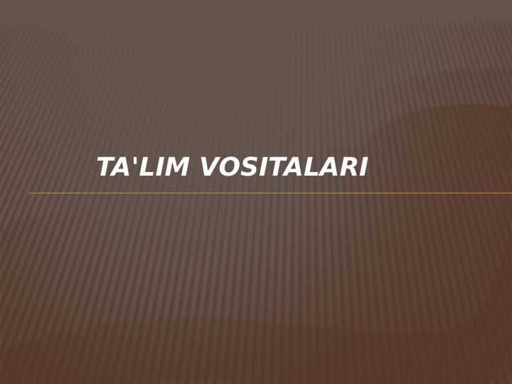 Ta'lim vositalari