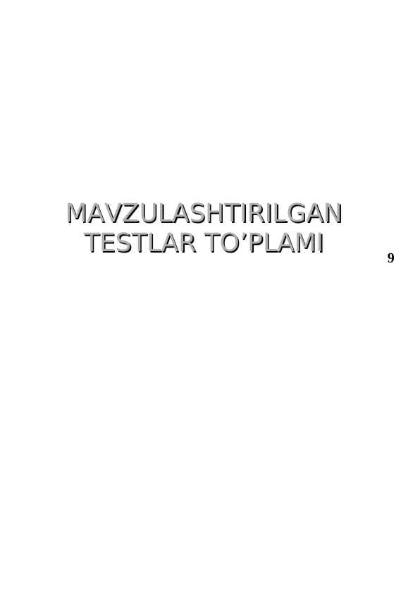 Biologiya fanidan mazulashtirilgan ttestlar 5 sinf