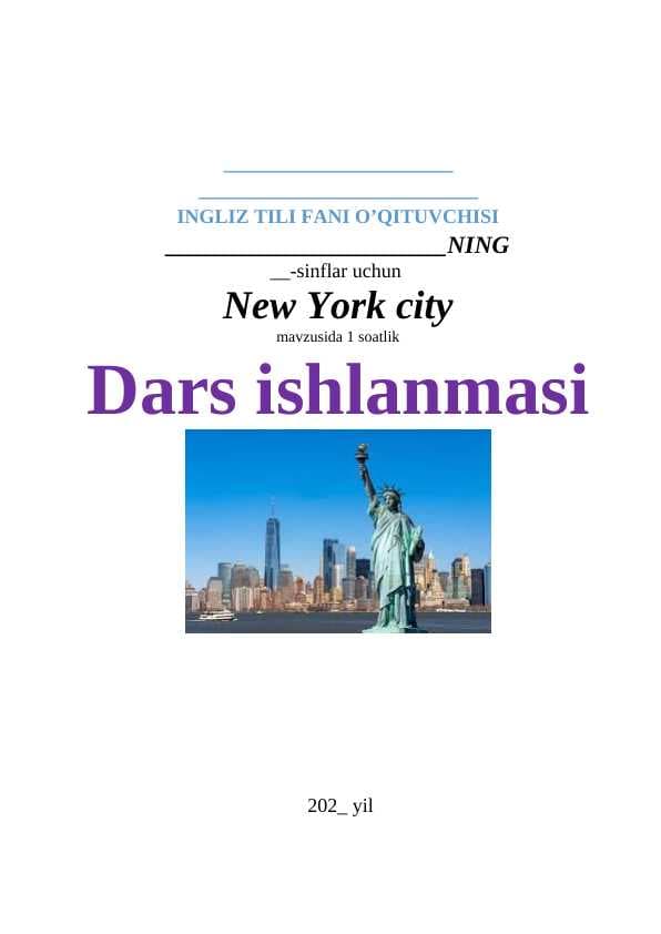 New york city  ingliz tili dars ishlanma