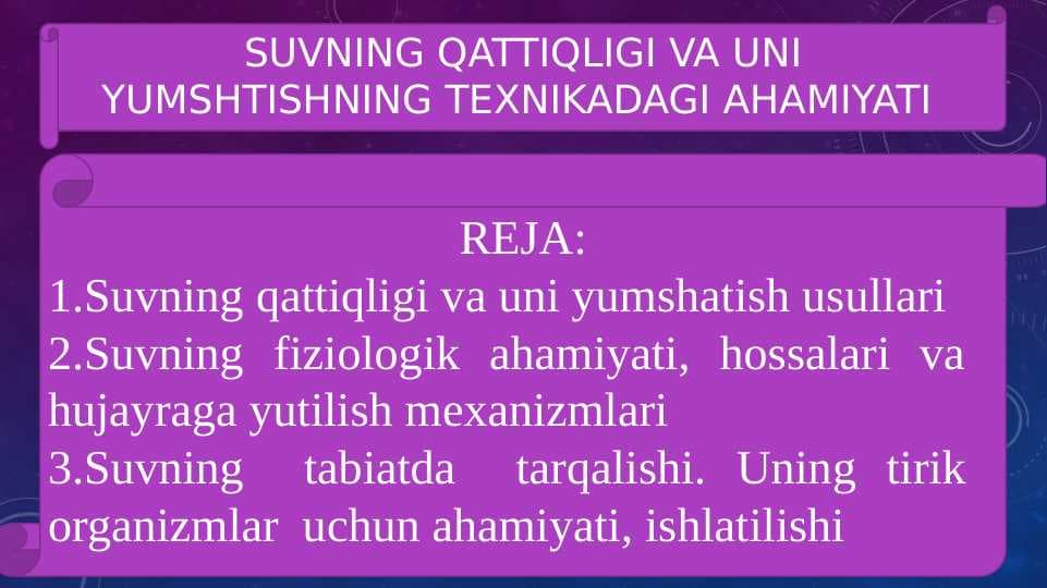 Suvning qattiqligi va uni yumshtishning texnikadagi ahamiyati