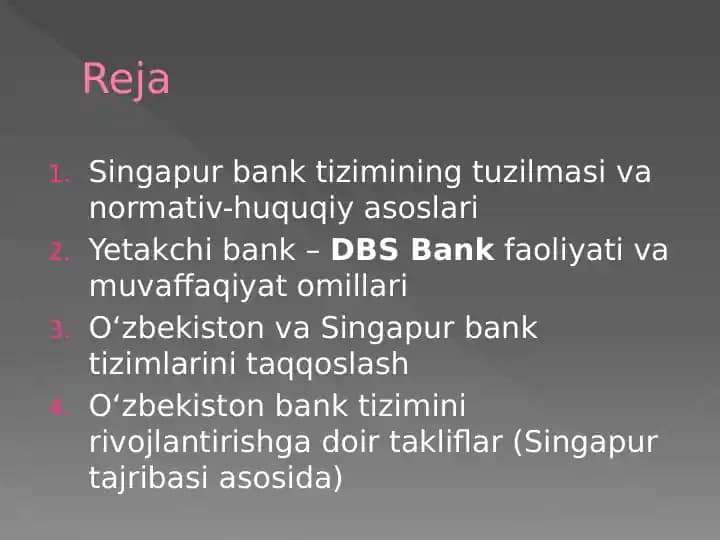 SINGAPUR BANK TIZIMI SLAYD