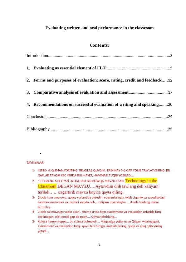 Evaluating written and oral performance in the classroom