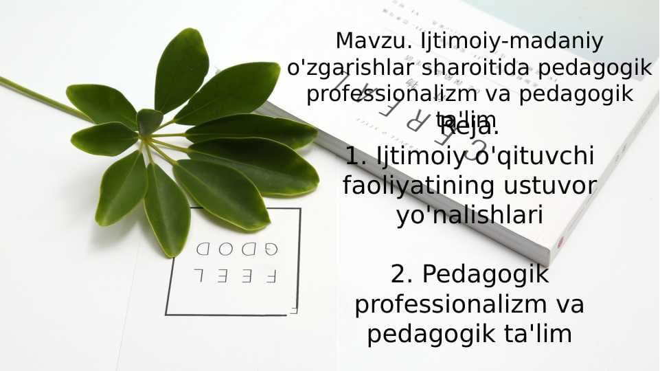 Ijtimoiy-madaniy o'zgarishlar sharoitida pedagogik professionalizm va pedagogik ta'lim