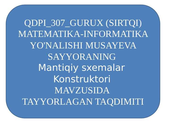 Mantiqiy sxemalar