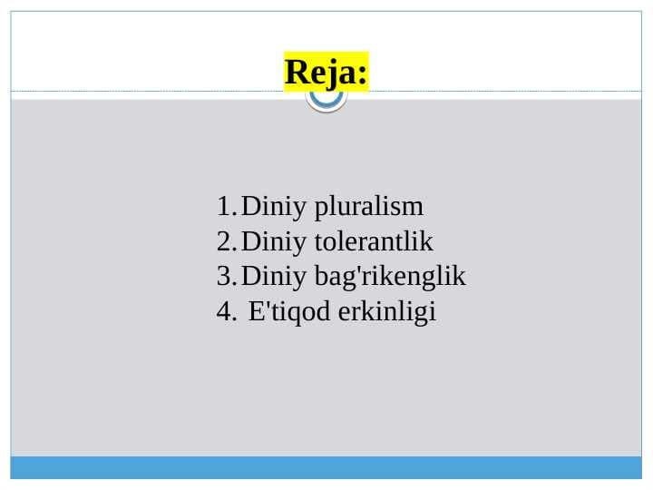 Diniy plyuralizm, diniy tolerantlik, bag’rikenglikning shaxsiy kamoloti va e'tiqod erkinligini ta'minlashdagi o’rni