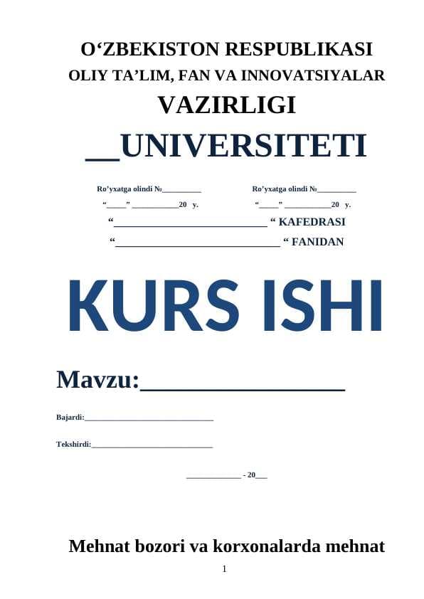 Mehnat bozori va korxonalarda mehnat resurslaridan foydalanish