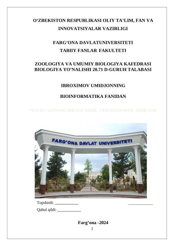 GENOMLARDAGİ  OQSİL  STRUKTURASINI ANIQLASH