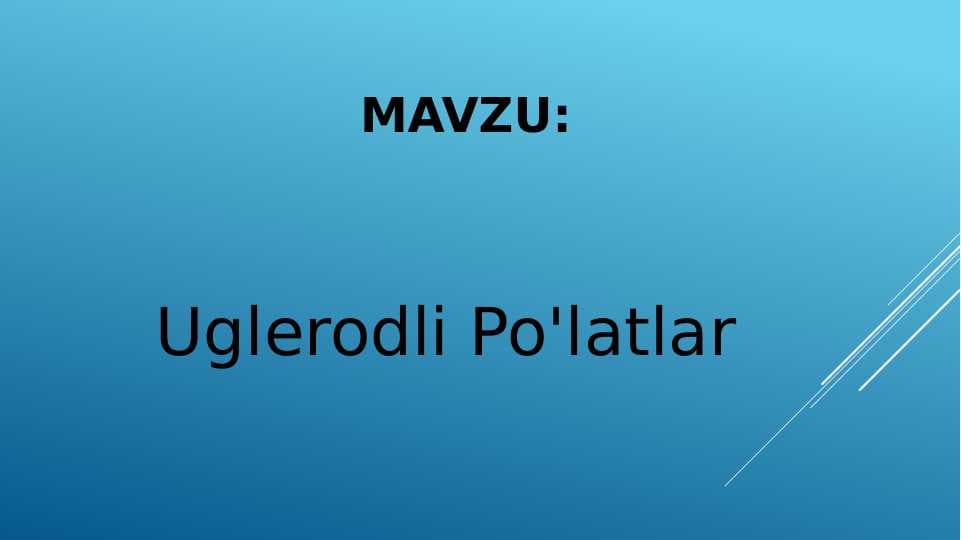 Uglerodli Po'latlar