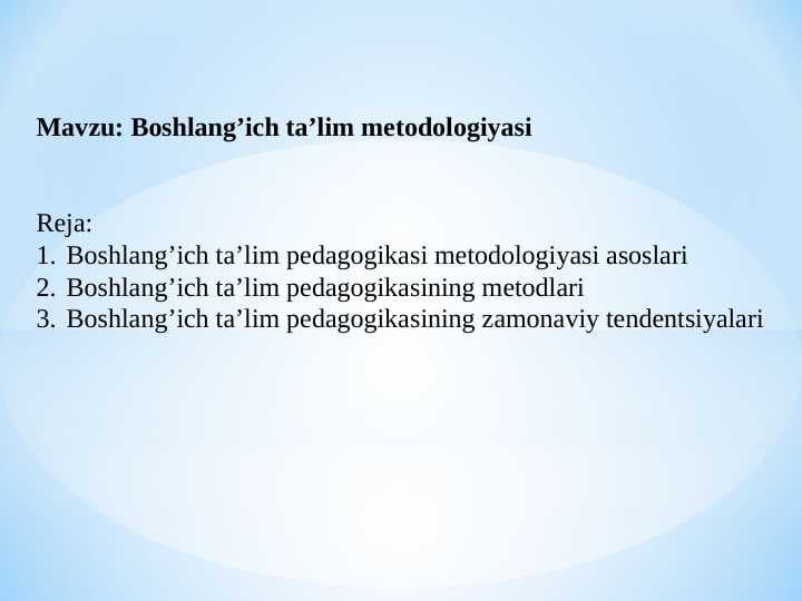 Boshlang’ich ta’lim metodologiyasi