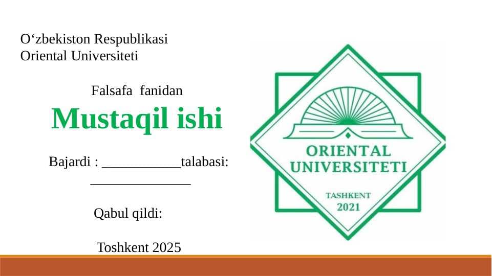 Falsafa turmush tarzi va dunyoni anglash usuli.
