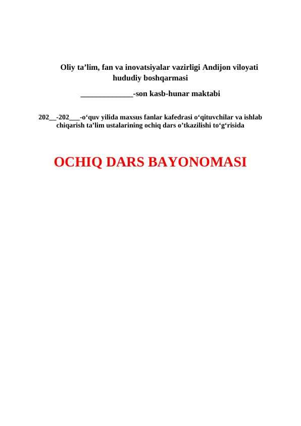 OCHIQ DARS BAYONOMASI