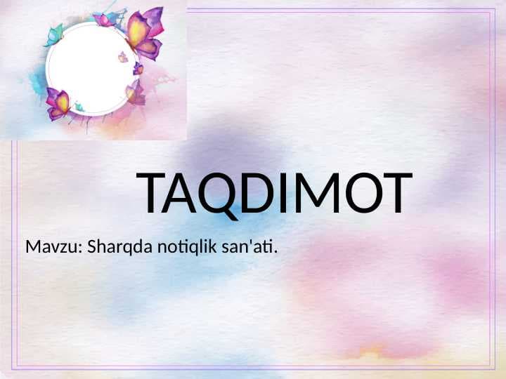 Sharqda notiqlik san'ati.