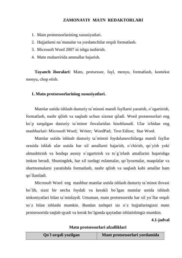 ZAMONAVIY  MATN  REDAKTORLARI