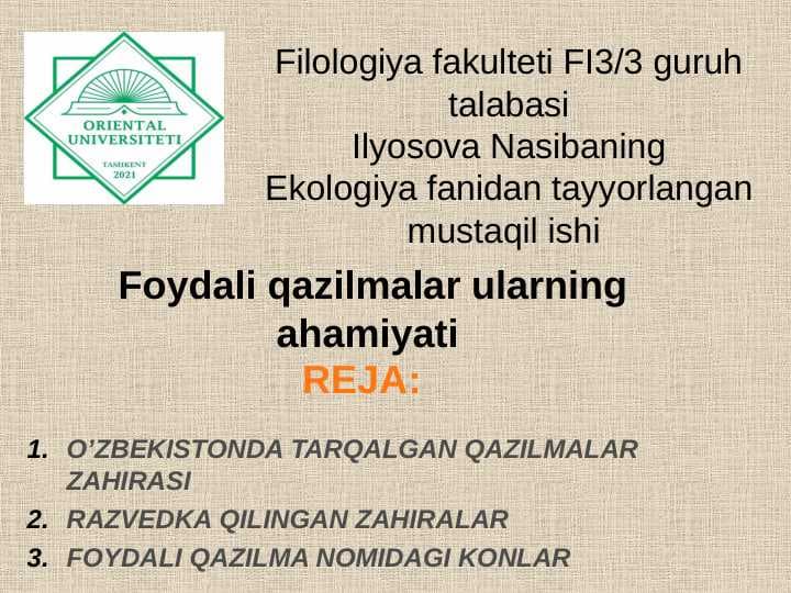 Foydali qazilmalar ularning ahamiyati