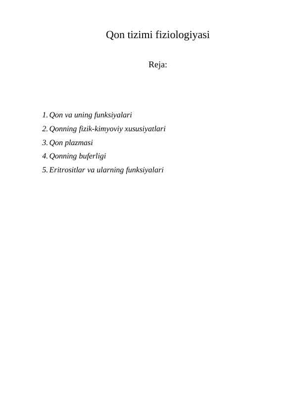 Qon tizimi fiziologiyasi