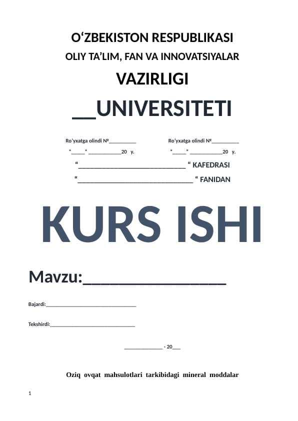 Oziq  ovqat  mahsulotlari  tarkibidagi  mineral  moddalar