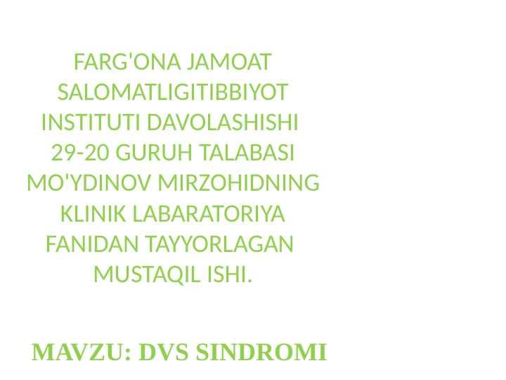 DVS SINDROMI