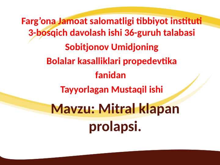 Mitral klapan prolapsi