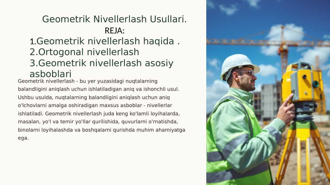 Geometrik Nivellerlash Usullari.